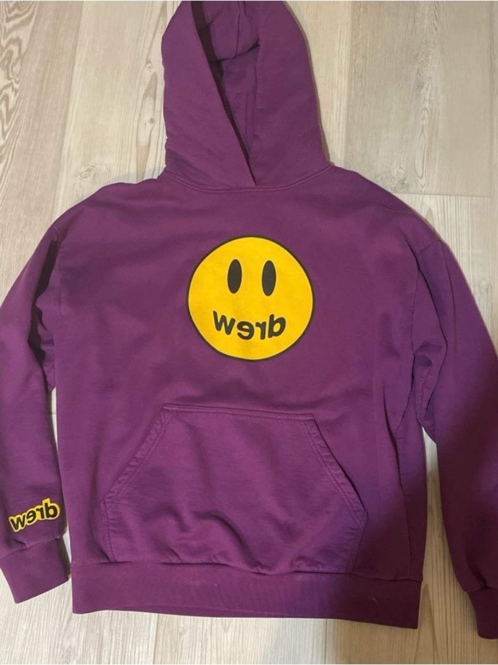 drew house Purple Hoodie with Yellow Smiley Logo